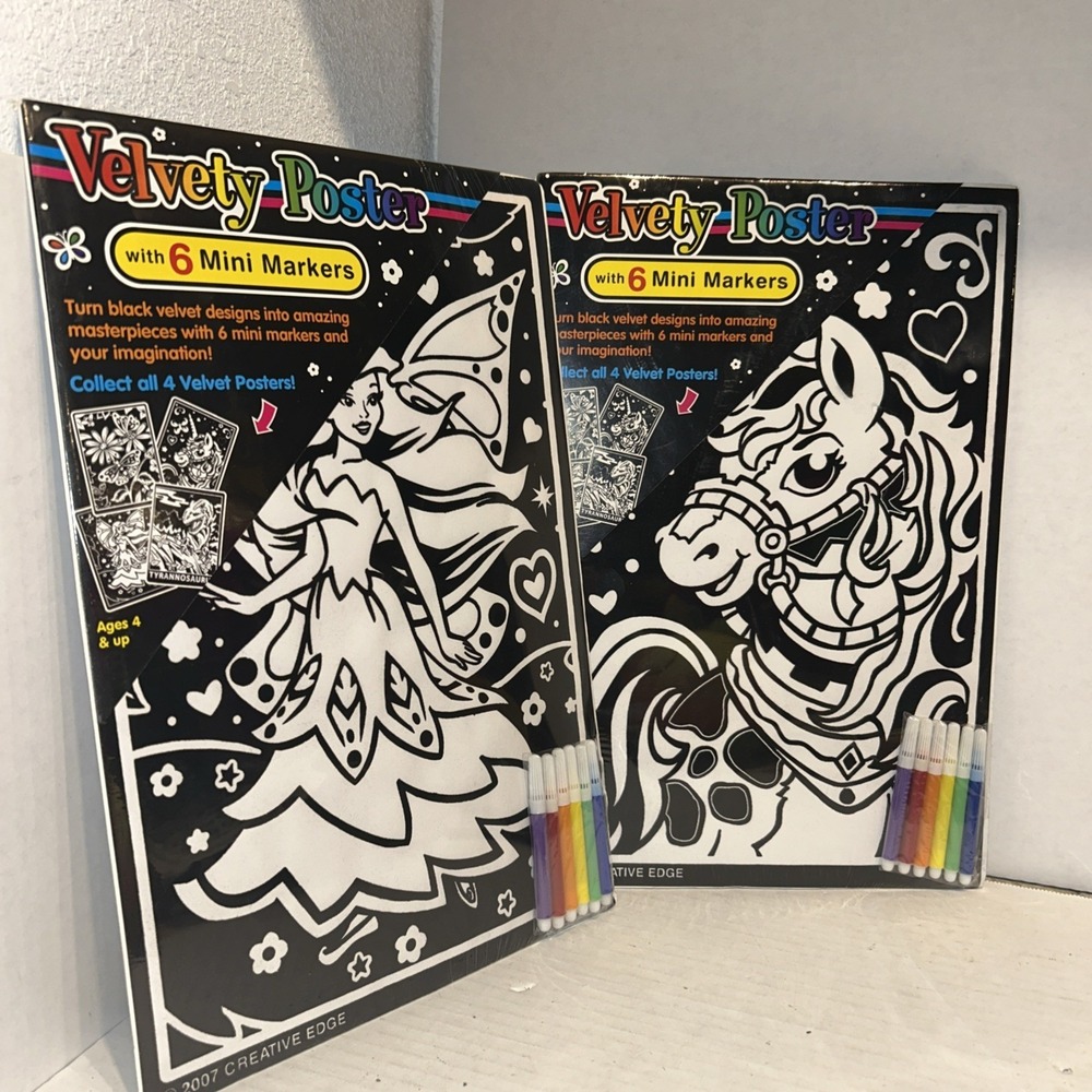 Creative Edge Velvety Poster Lot Of 2 Fairy & Pony 2007 New